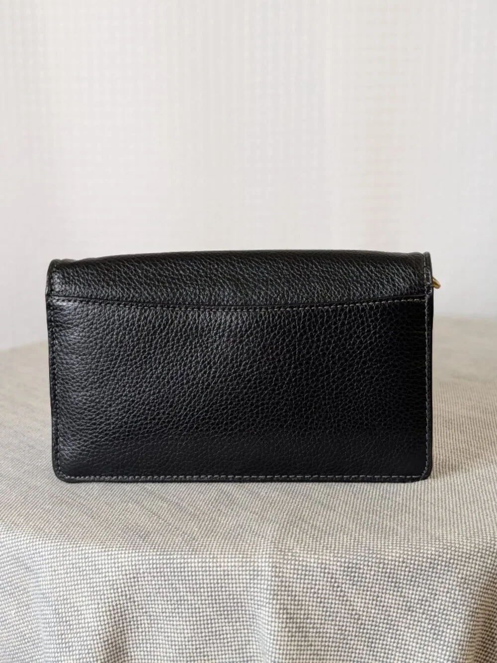 Coach Black Leather Crossbody Bag with Gold Chain